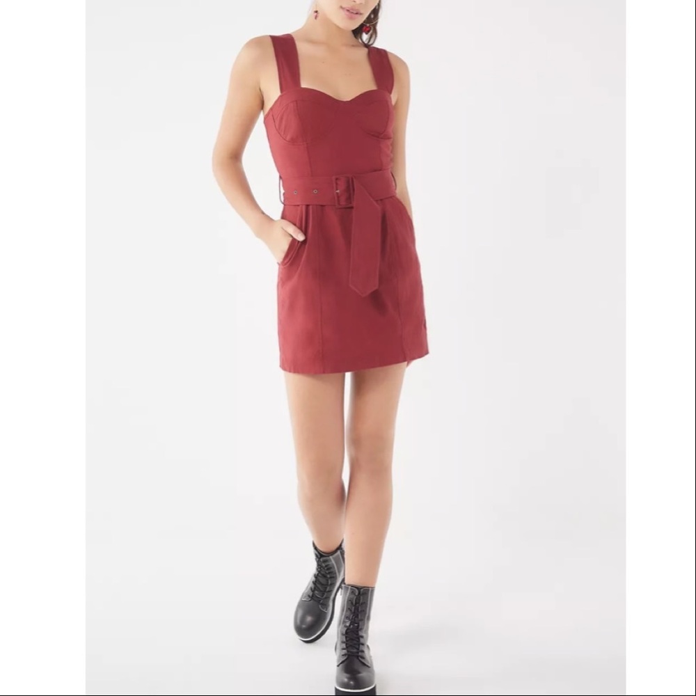 Urban Outfitters Angelique Belted Linen Blend Dress